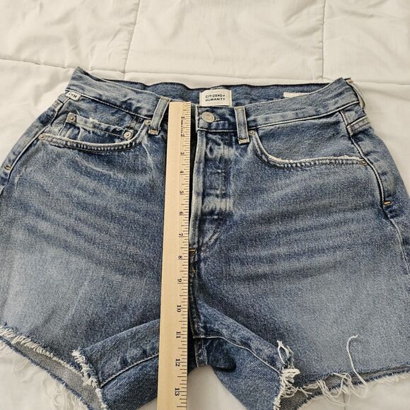 Citizens Of Humanity Shorts Womens 26 Blue Annabelle Long High-Rise Raw Hem Boho - Picture 9 of 10